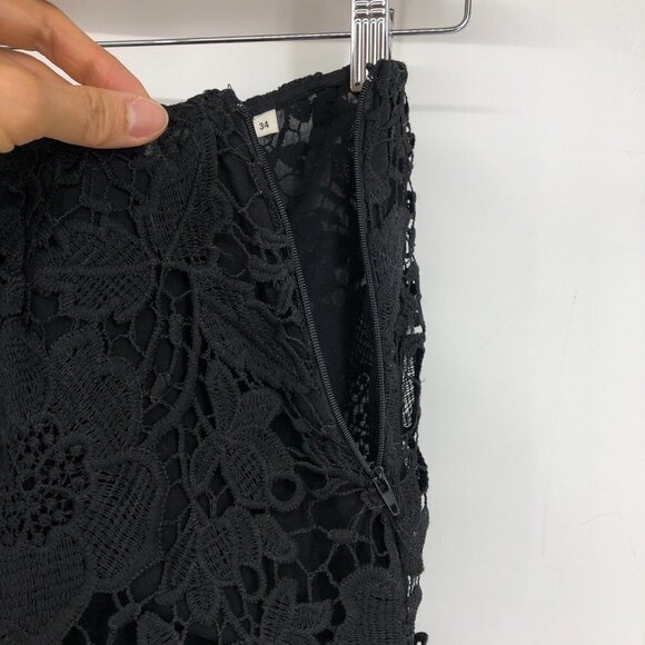 Naf Naf Black Floral Lace High Rise Short  Shorts size ~26/S - Picture 8 of 12